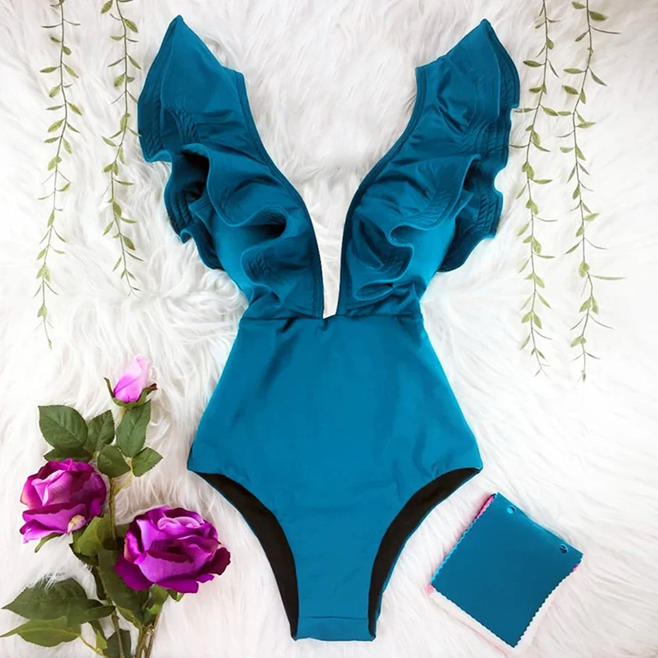 2024 Nová tlačová plavky hlboké V-krstné plavky V-krstné plavky Vytlačte na pláž One Plaimsuit Beach Wear bez backals Monokini