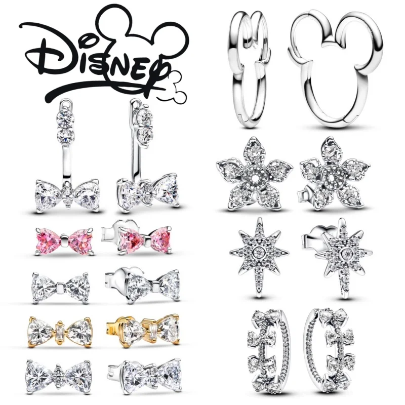 2024 NOVÉ DISNEY STRANGER VECI Náušnice ， Náušnice šumivého luku ， vyhovujú pôvodnej Pandora, DIY dovolenkové darčeky pre ženy