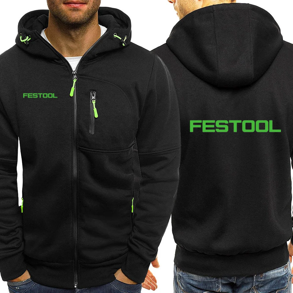 2024 NOVÉ FESTOOL Tools Pánske jarné a jesenné tlačené trifarebné trojfarebné bavlnené bunda módny zips Pohodlné všestranné vrcholy
