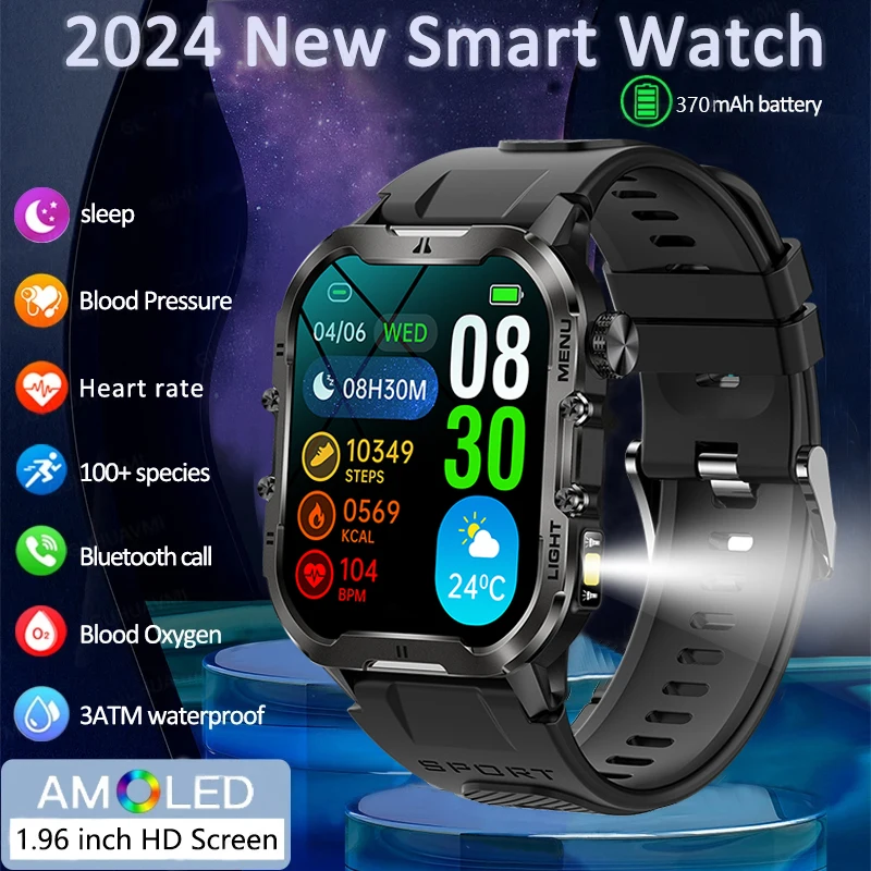 2024 Nové inteligentné hodinky LED baterka Outdoor Sports HD Screen Bluetooth Call IP68 nepremokavá ultra dlhá pohotovostná inteligentná hodinky