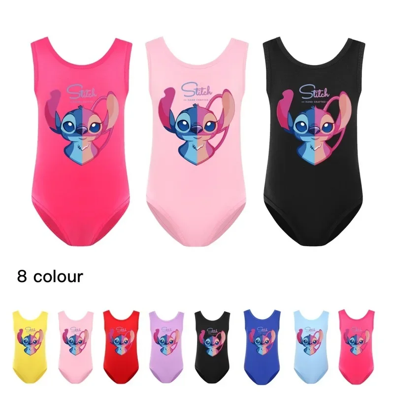 2024 Nové letné dievčatá jednodielne plavky Disney Lilo & Stitch Kawaii Cartoon Angel Printing Baby Set Children Darček