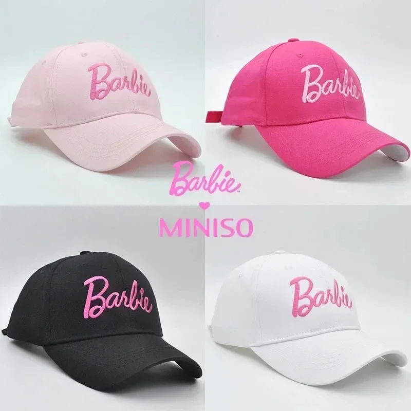2024 NOVÉ MINISO BARBIE Y2K Pletená čiapka ružový dámsky klobúk baseball čiapka vrcholila čiapka Kórejská ins anime kawaii roztomilé kreatívne dievčatá darček