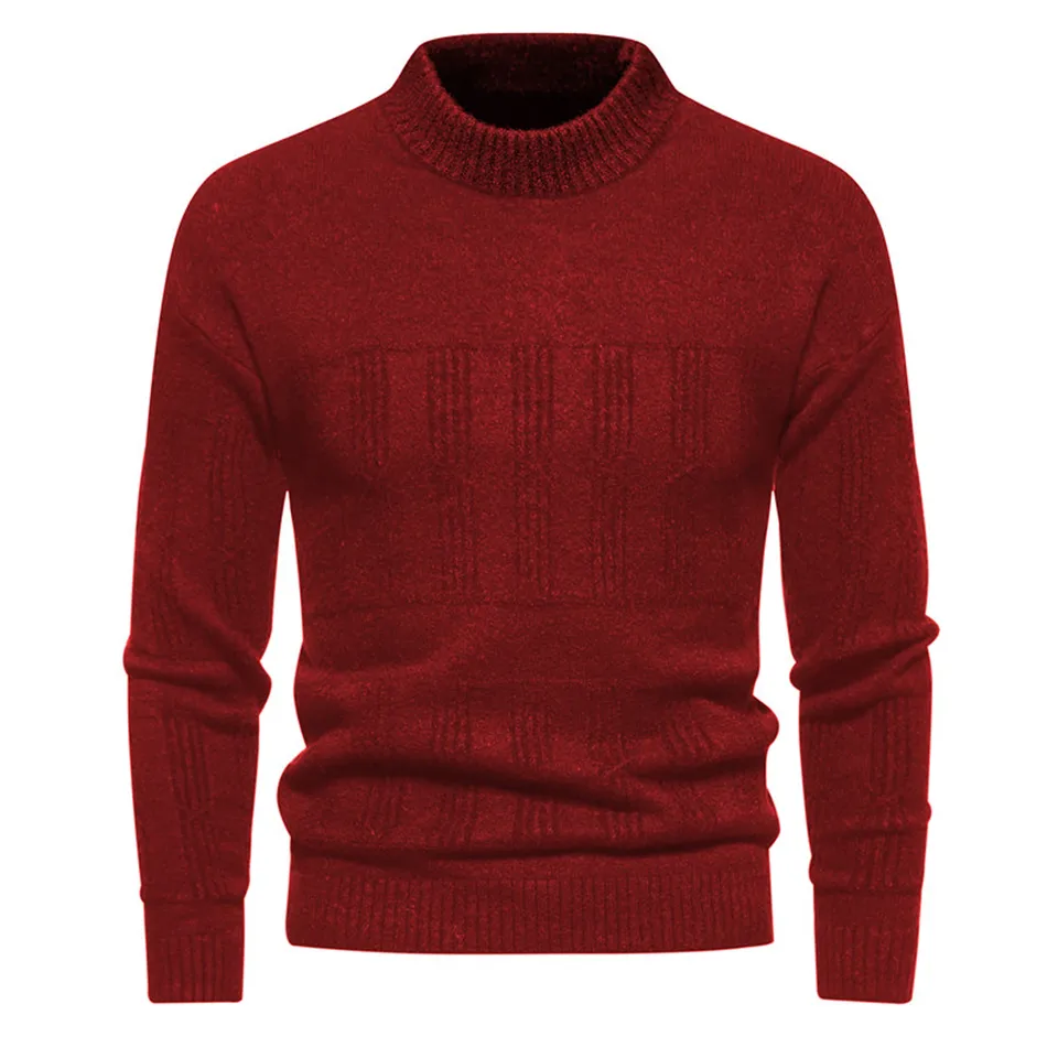 2024 Nové pánske masívne farebné okrúhle krk Sweater Pánske módne ležérne dlhé rukávy Slim Fit Pletel Sweater Pullover Ropa Hombre