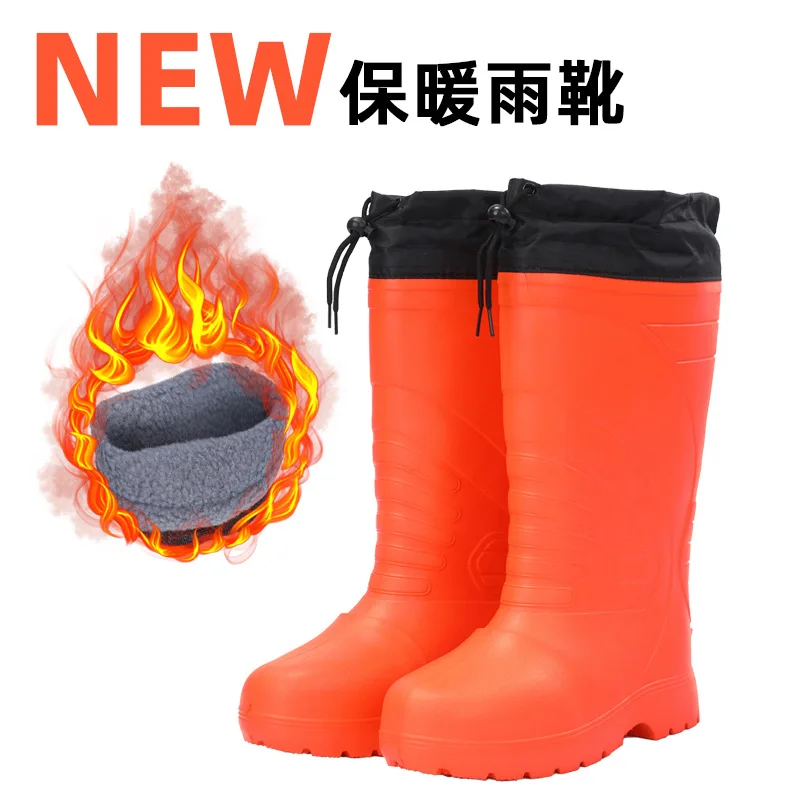 2024 Nové pánske módne koleno-vysoké dažďové topánky Vodotesné Eva Warm Rainboots Outdoor bezpečnostné topánky Wellies topánky topánky