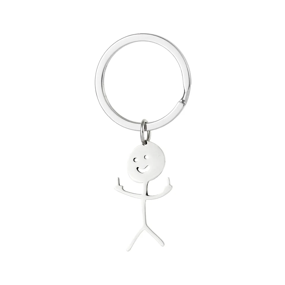 2024 Nové roztomilé vtipné sviatočné doodle stredné prsty Stickman Keychain páry tašky na autá Doplnky kľúča reťazec z nehrdzavejúcej ocele Darčeky