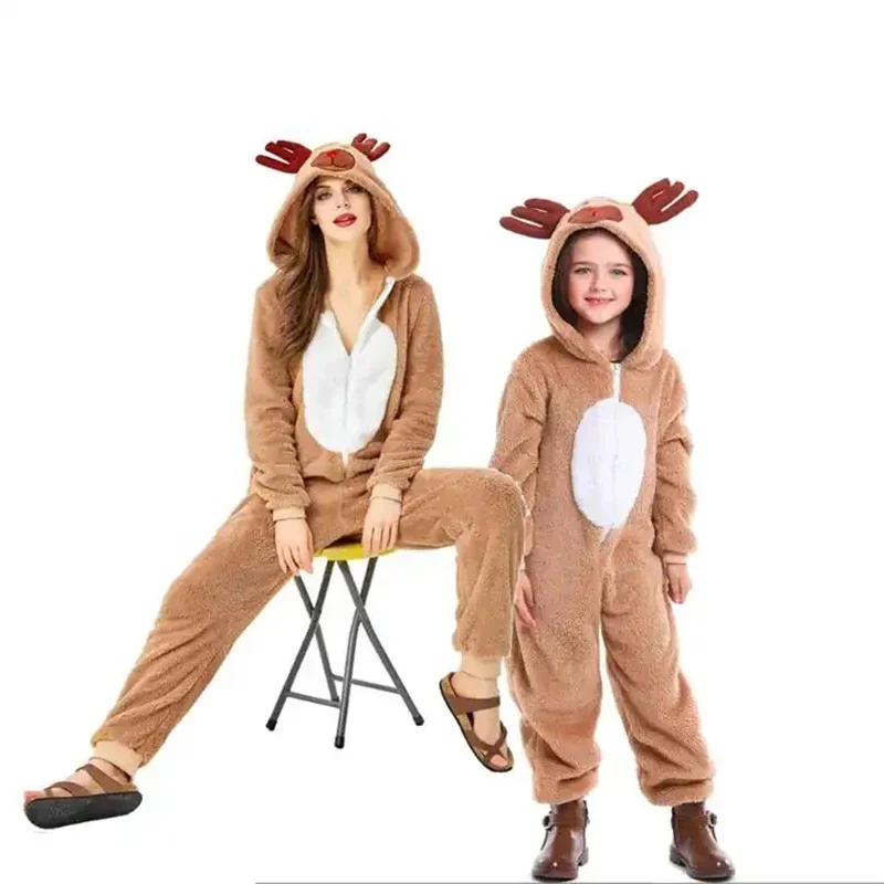 2024 Nové výrobky Deti a dospelí vianočné kostýmy sobov, kostýmy Santa Claus, Halloween Purim Cosplay,