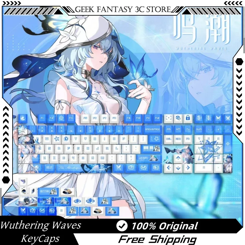 2024 Nové Wuthering Waves ShoreKeeper téma kľúče 120 Kláves čerešňový profil PBT Mechanická klávesnica anime game karikatúry Keycaps