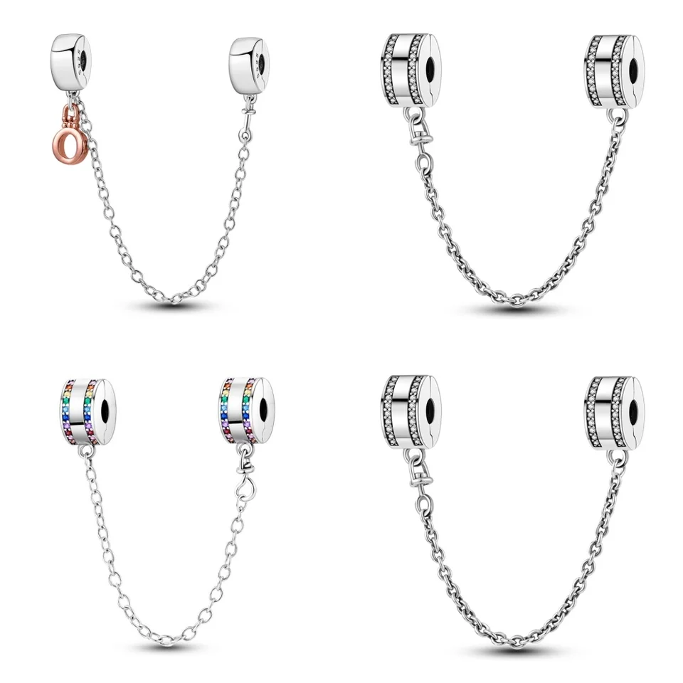 2024 Nový 925 Sterling Silver Simple a atmosférický bezpečnostný reťazec vhodný pre originálny náramok Pandora S925 DIY Fixované šperky