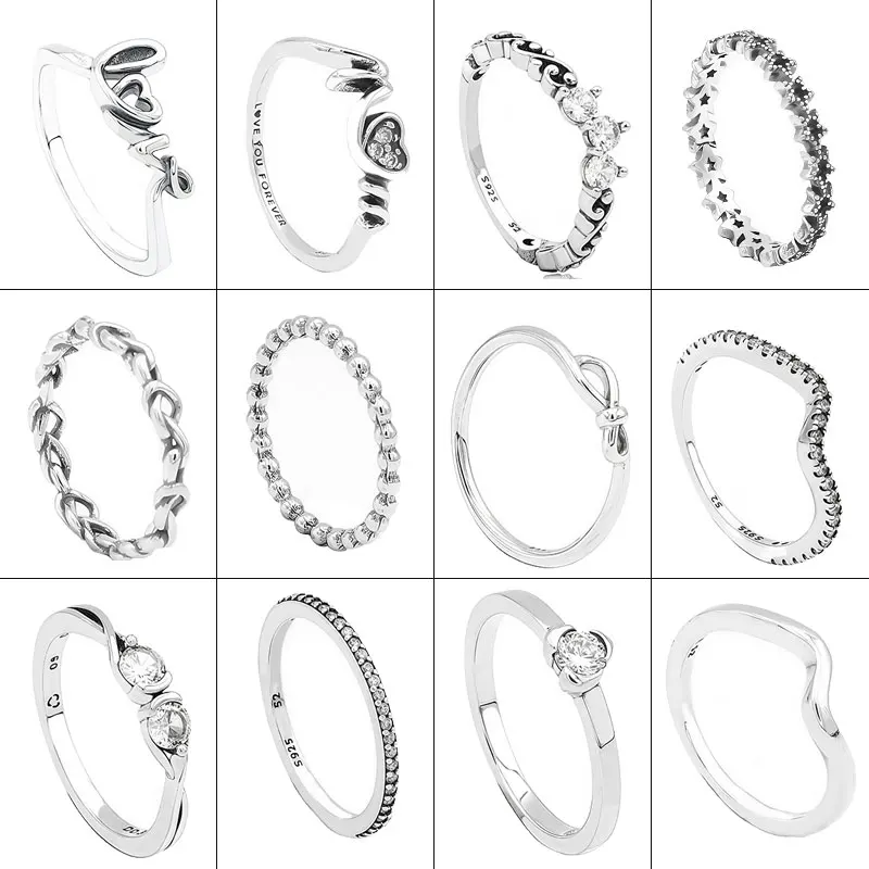 2024 Nový 925 strieborný nekonečný uzol KONT Ručne písaný láskavý prsteň pre ženy Darčekové výročie Originálna značka Fine Jewelry