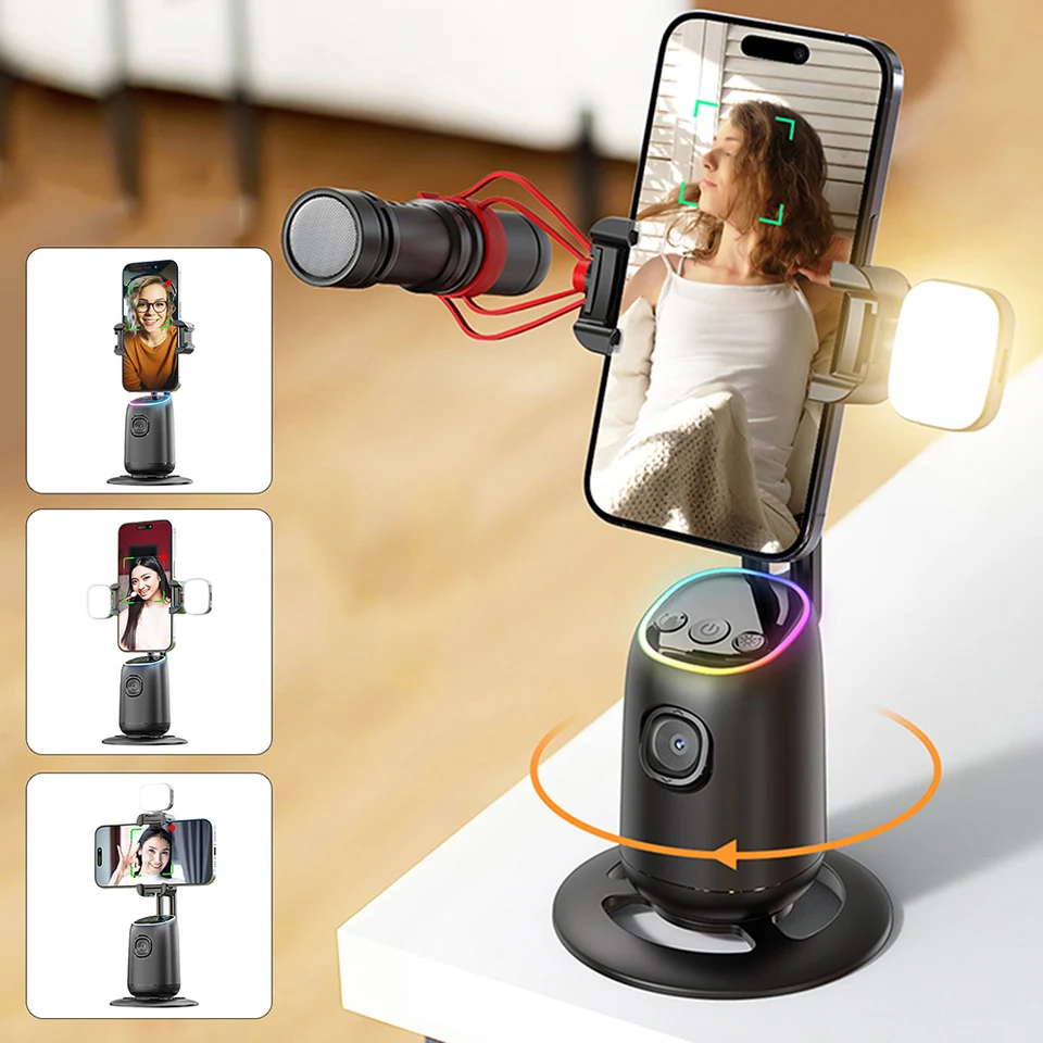 2024 Nový AI 360 stupňov otáčania natáčania tváre Shooting Mini Selfie Stick Automaticky sledujte živé vysielanie mobilného telefónu Gimbal