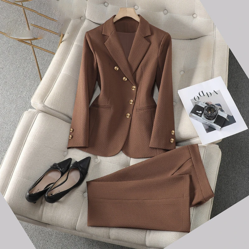 2024 NOVÝ BUSINESS ECIL Dámsky single Blazer Suits Suits Pant Sets 2 -kus Formal Office Lady Outfit Plus veľkosti sa bunda nohavice