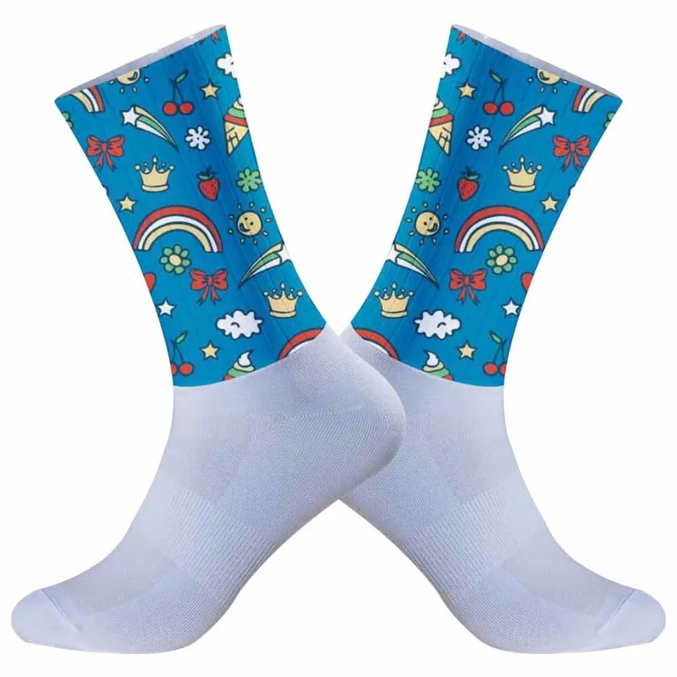 2024 NOVÝ BYCLE Sport Running Bike Socks Proti sklz ponožky cyklistické ponožky dúhová zmrzlina vzor cyklistických ponožiek