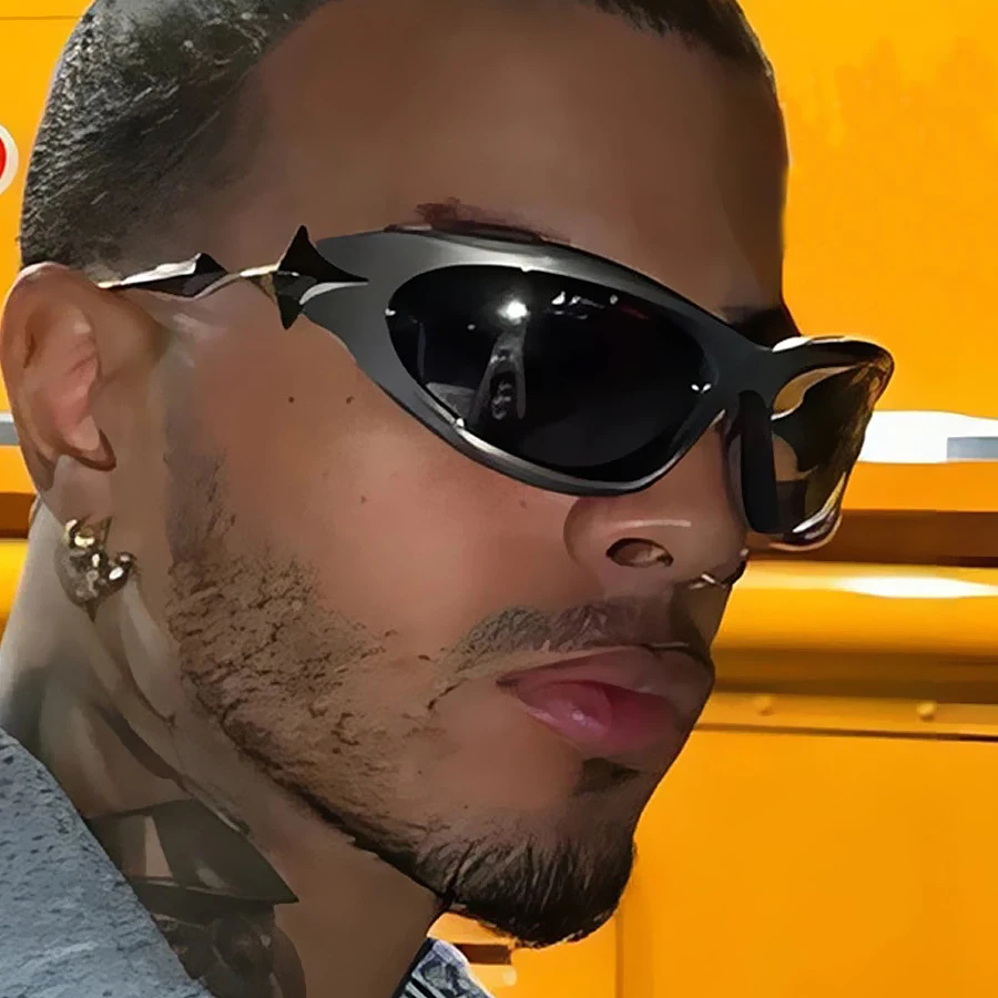 2024 NOVÝ FUTURISTICKÝ Y2K PUNK SPORT SUNKY SUNOKY Ženy Men Men elegantný vintage hviezda Slnko okuliare pre Lady Hip Hop 2000's Goggles Shades