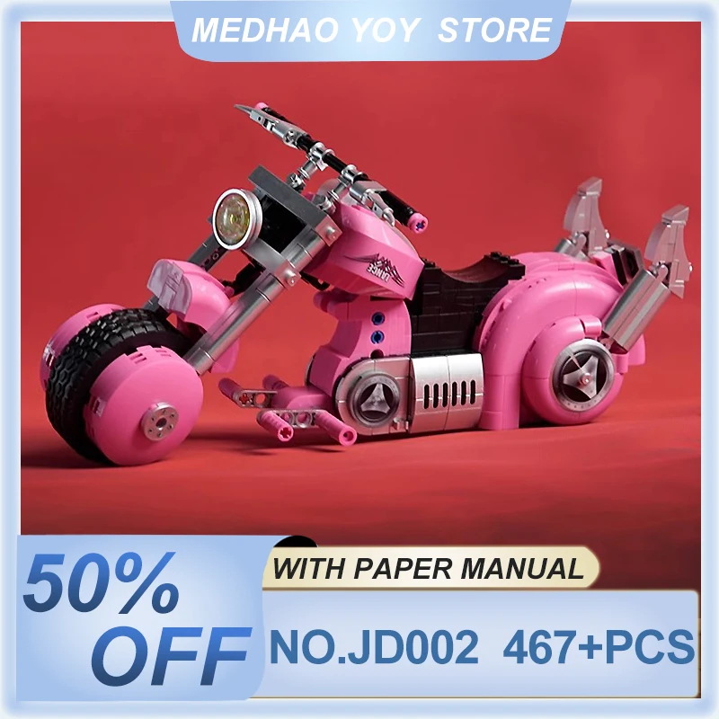 2024 Nový MOC JD-002 UNICYCLE MOTOCYCLE MOTORY CHUVS Model Building Brocks Bricks Puzzle DIY Hray Zostava Brithday Cifts for Kids
