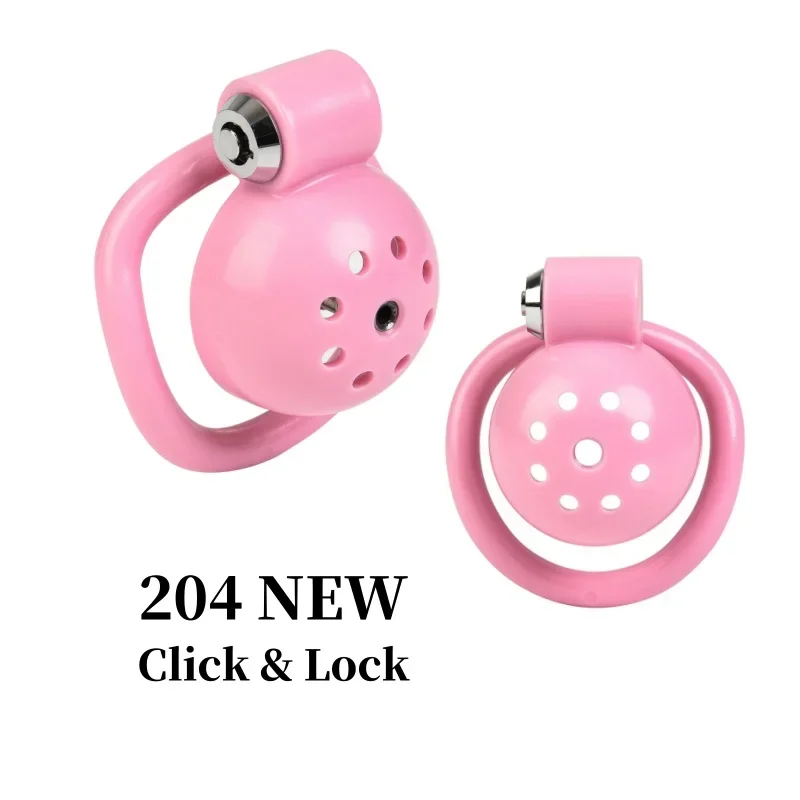 2024 NOVÝ Mužský kliknutie a zámok ABS Pink Chastity Cage Penis Ring Ring Abstinence Penis Lock s 5 veľkosťami veľkosti Rings Dospelé erotické výrobky Shop