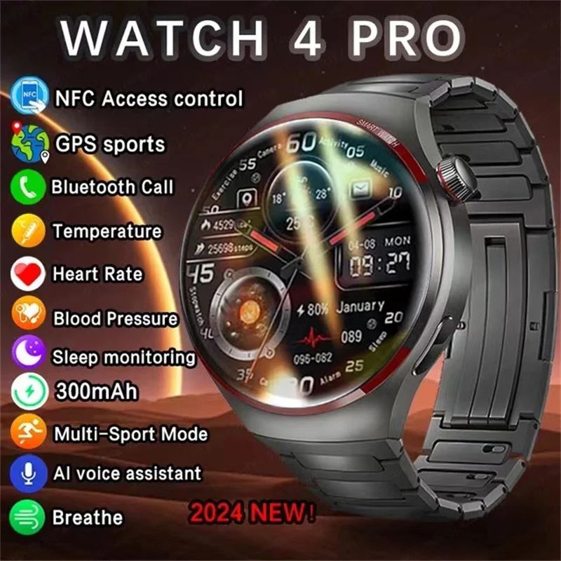 2024 Nový originál pre Huawei Watch 4 Pro Max Men GPS Sports Fitness Tracker Aomled HD Screen NFC Bluetooth Call SmartWatch Women