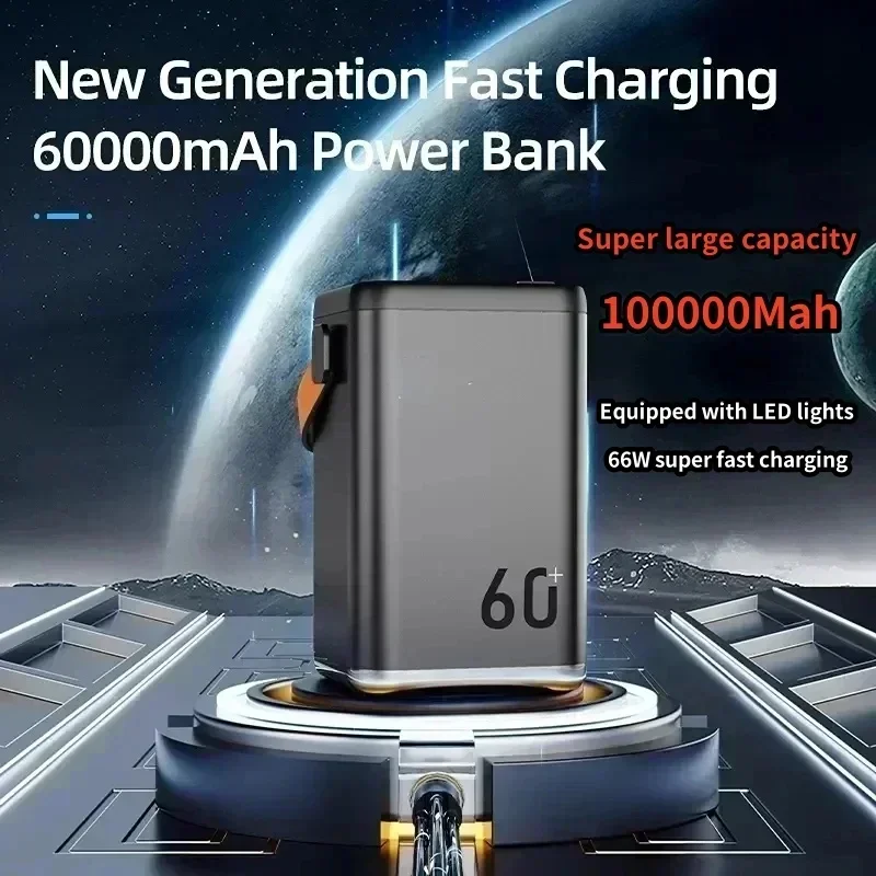 2024 Nový outdoor Núdzový prenosný prenosný mobilný napájací napájací mobilný telefón nabíjačka 60000 mAh Veľká kapacita Power Bank