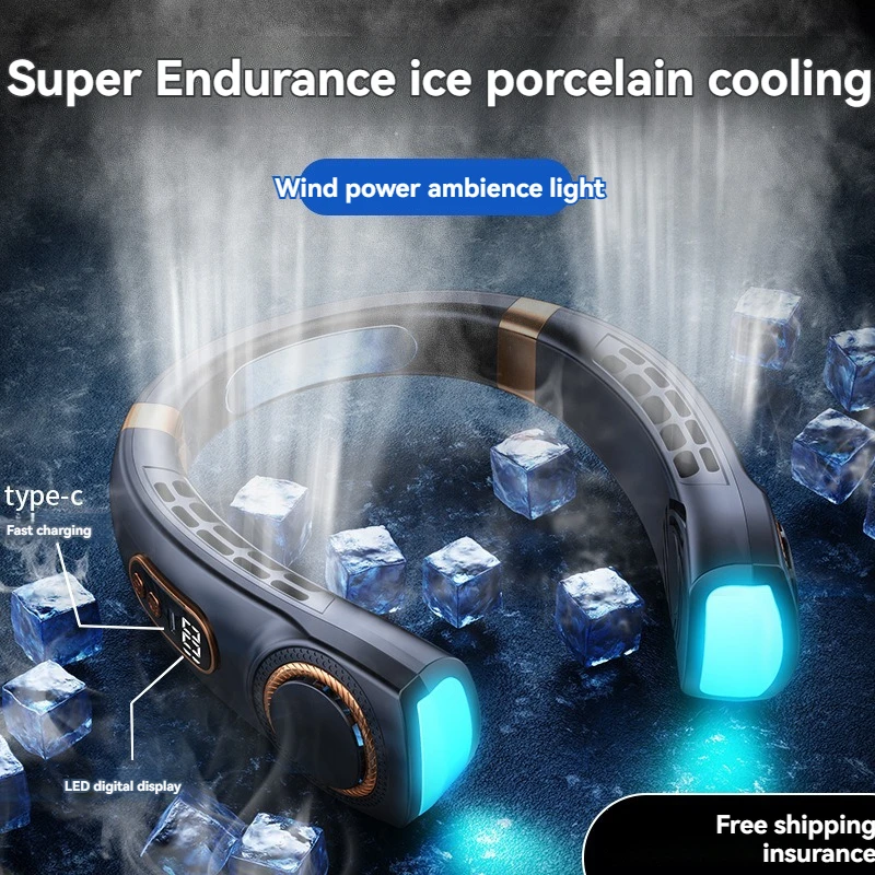2024 Nový prenosný halterneck ventilátor USB vreckového ručného tichého multifunkcie bezprstý bezprostredný bradavka Mini elektrický ventilátor