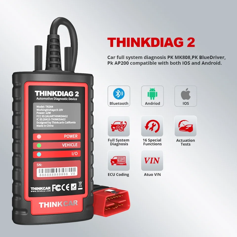 2024 Nový produkt ThinkCar Scanner Thinkdiag 2 Nový EasyDiag CAR OBDII KÓD ČÍTATEĽ DIAGZON OBD2 Automatický diagnostický nástroj pre autá