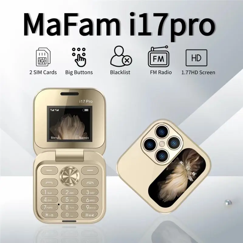 2024 Nový príchod i17pro Flip Flowable Phone s 2G sieťou podporovaným viacerými jazykmi, ktoré nie sú Smartphone Elderly Student Card Phone
