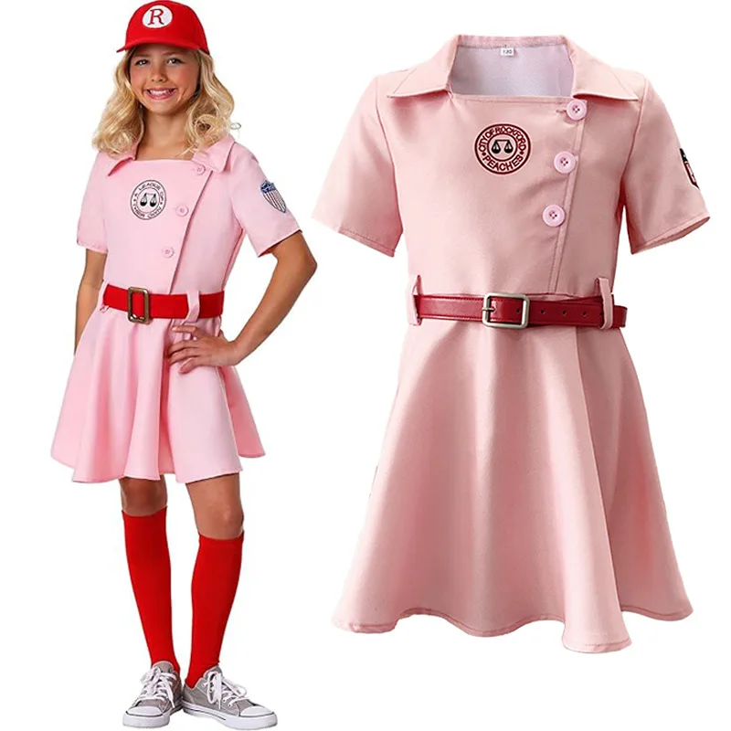 2024 Nový príchod liga ich vlastného kostýmu Dottie Pink Baseball Girls Halloween kostýmy šaty