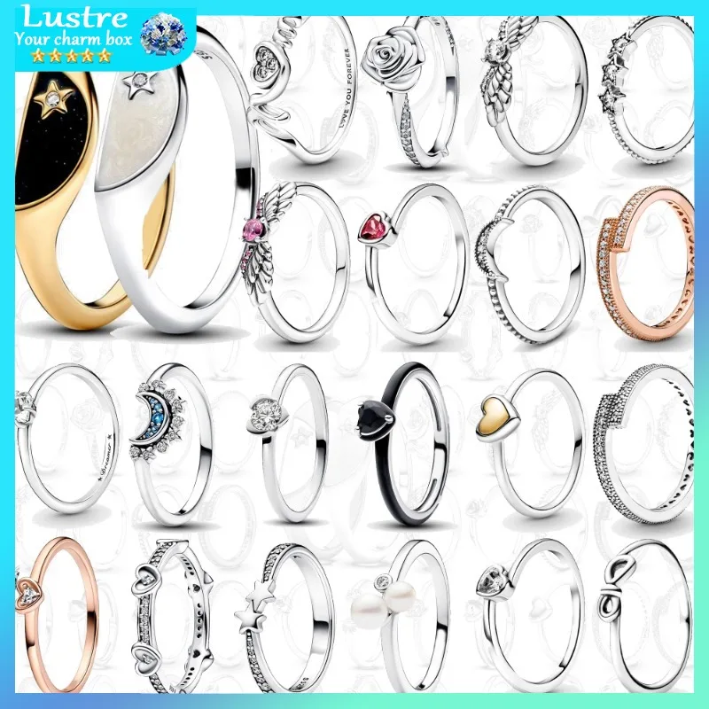 2024 Nový S925 Sterling Silver Slnko a hviezdy Love Ring, ideálny pre originálne kúzlo a perfektný darček pre mamičky
