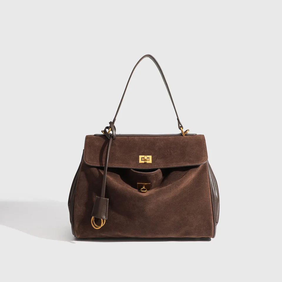 2024 Nový semišový jesenný a zimný peeling Pitot Kelly Bag Lock Under Param Crossbody Bags pre ženy