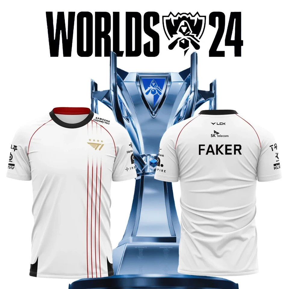 2024 Nový T1 E-Sports Club Team Uniforma League of Legends World Finals Jersey T Tričko LOL Games Faker Fan Support Men