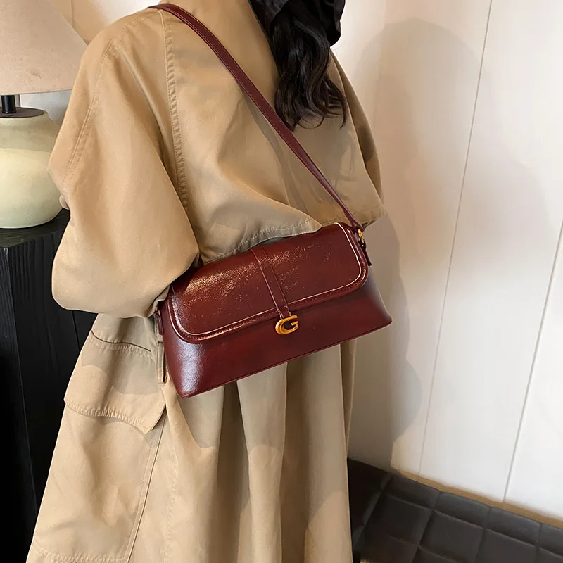 2024 NOVÝ TRENDY VEĽMI KVALITOVÝ VINTAGE OLEBO Vosk kožená kabelka podriadená bagetka pre ženy ženská elegantná deisgn