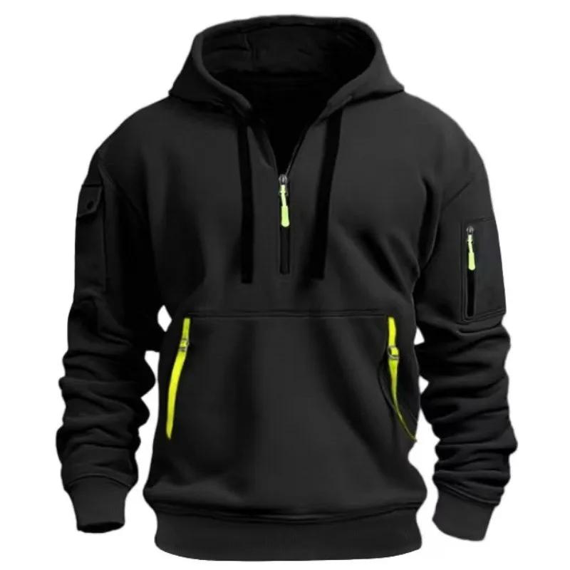 2024 Nový vreckový zips zips fleece s kapucňou pre mužov a ženy plus veľkosť voľnej pullover módne mikina top