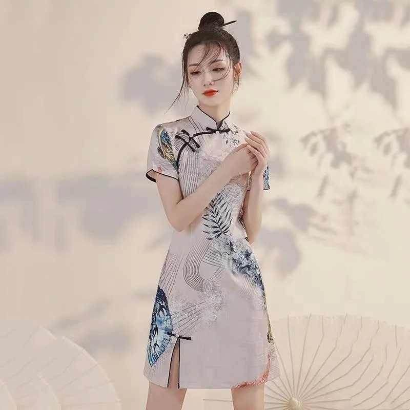 2024 Nový špičkový temperament vinobranie čínske tradičné šaty Cheongsams Y2K Ženy vylepšené qipao ципао 치파오 Vestidos para mjer