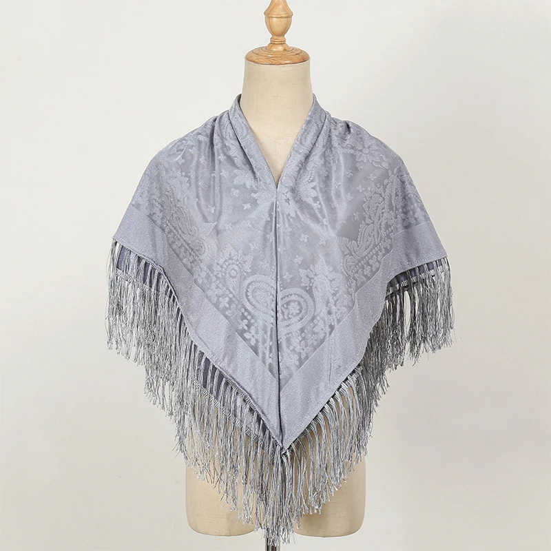 2024 Nový štvorcový šál RSCARF BABUSHKA Vintage Tassel Cotton Bandage Zimná šatka Dámska čelenka Cape