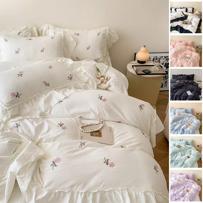 2024 Nový štýl INS Floral Duin Cover Set Set Flat Sheet vankúši