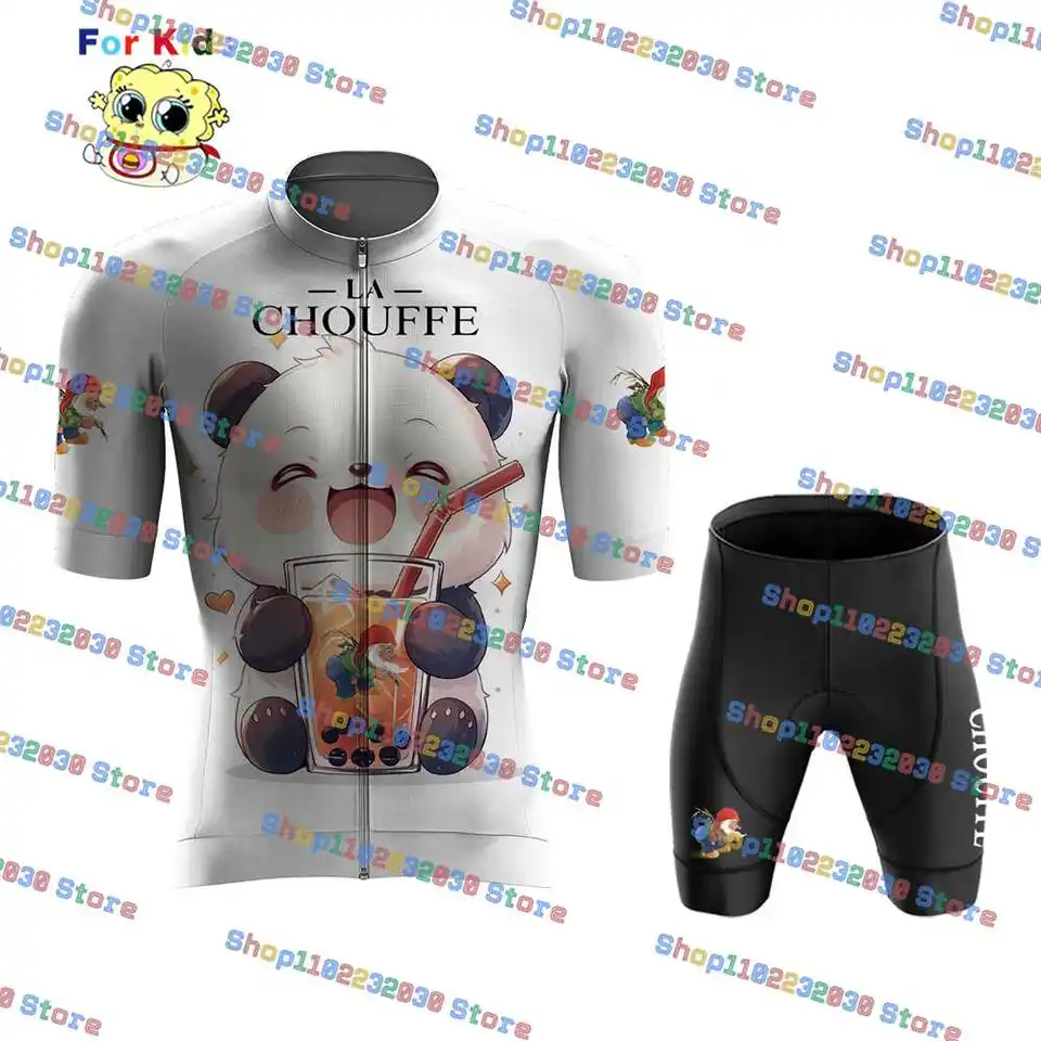 2024 Panda Belgium Drink Jersey TDF Cycling Jersey Sady detských pretekov krátke rukávy Rýchle suchý maillot Ciclismo