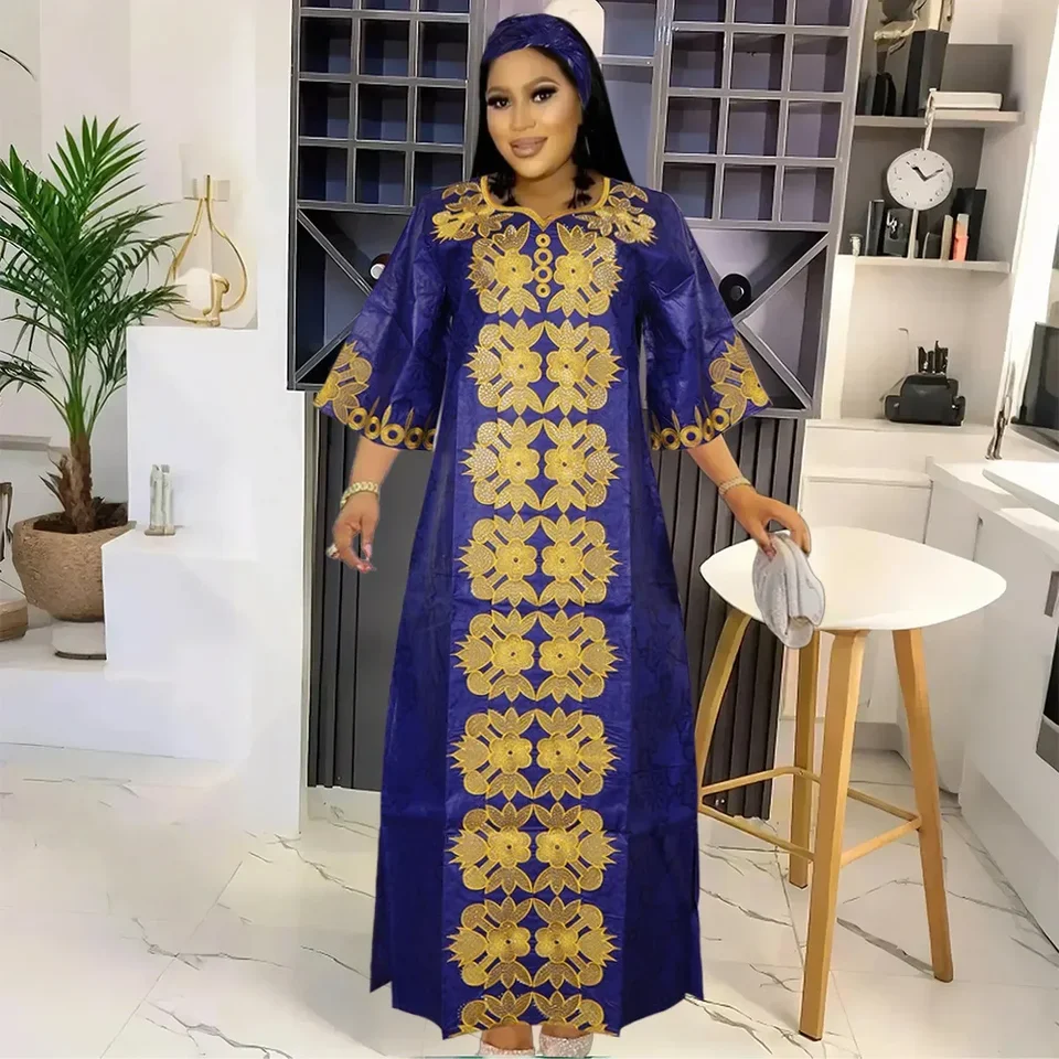 2024 plus veľkosť africké oblečenie pre ženy nové dashiki Ankara Elegantné oblečenie Svadobné šaty so šatkami so šatkou