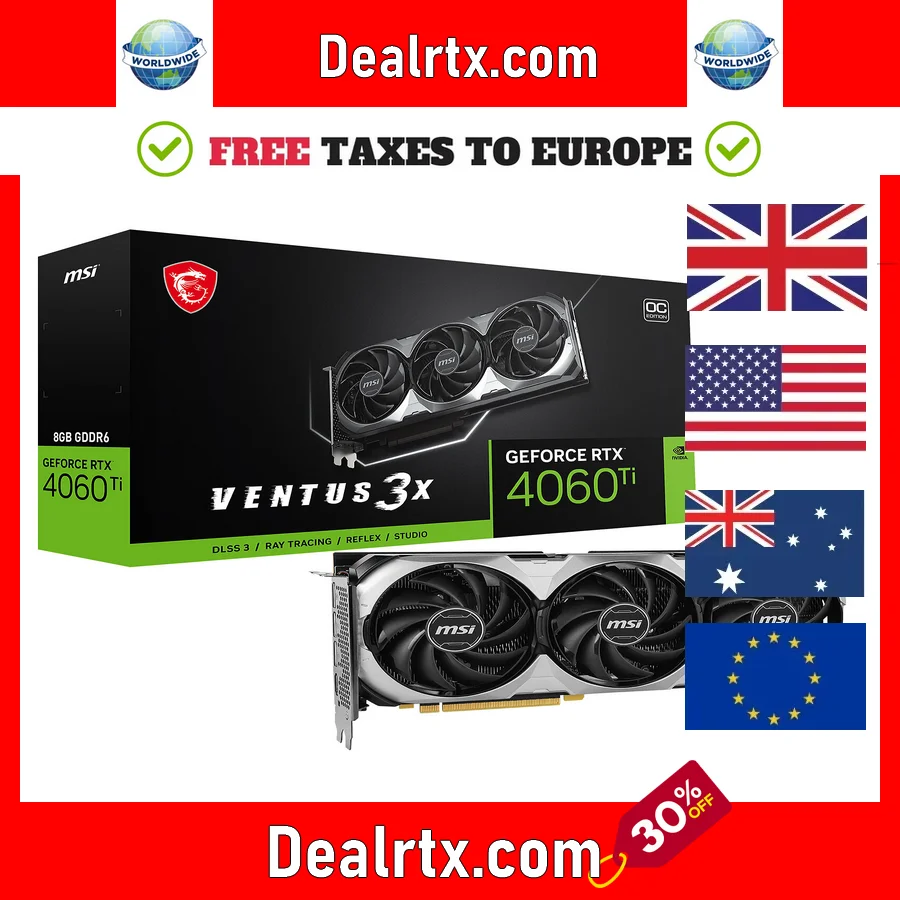 2024 použité MSI RTX 4060 Ti Ventus 3x 8g OC GPU 128bit PCIE4.0