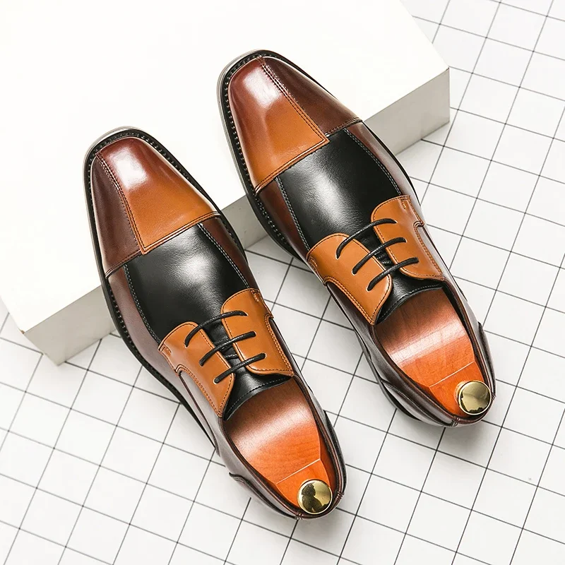 2024 pre mužov Štýlové obchodné topánky Pánske náhodné náhodné obuv Oxford Oxford Can-Match Pánske Coiffeur Shoe-Up Lace-up mužské topánky