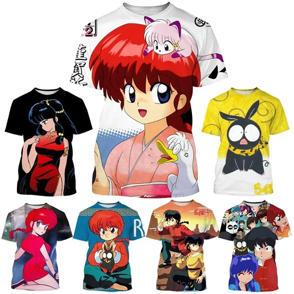 2024 Pánske oblečenie Japonské anime Ranma 1/2 Pánske dámske 3D tlačené grafické tričko Summer príležitostné módy krátke rukávy Tops