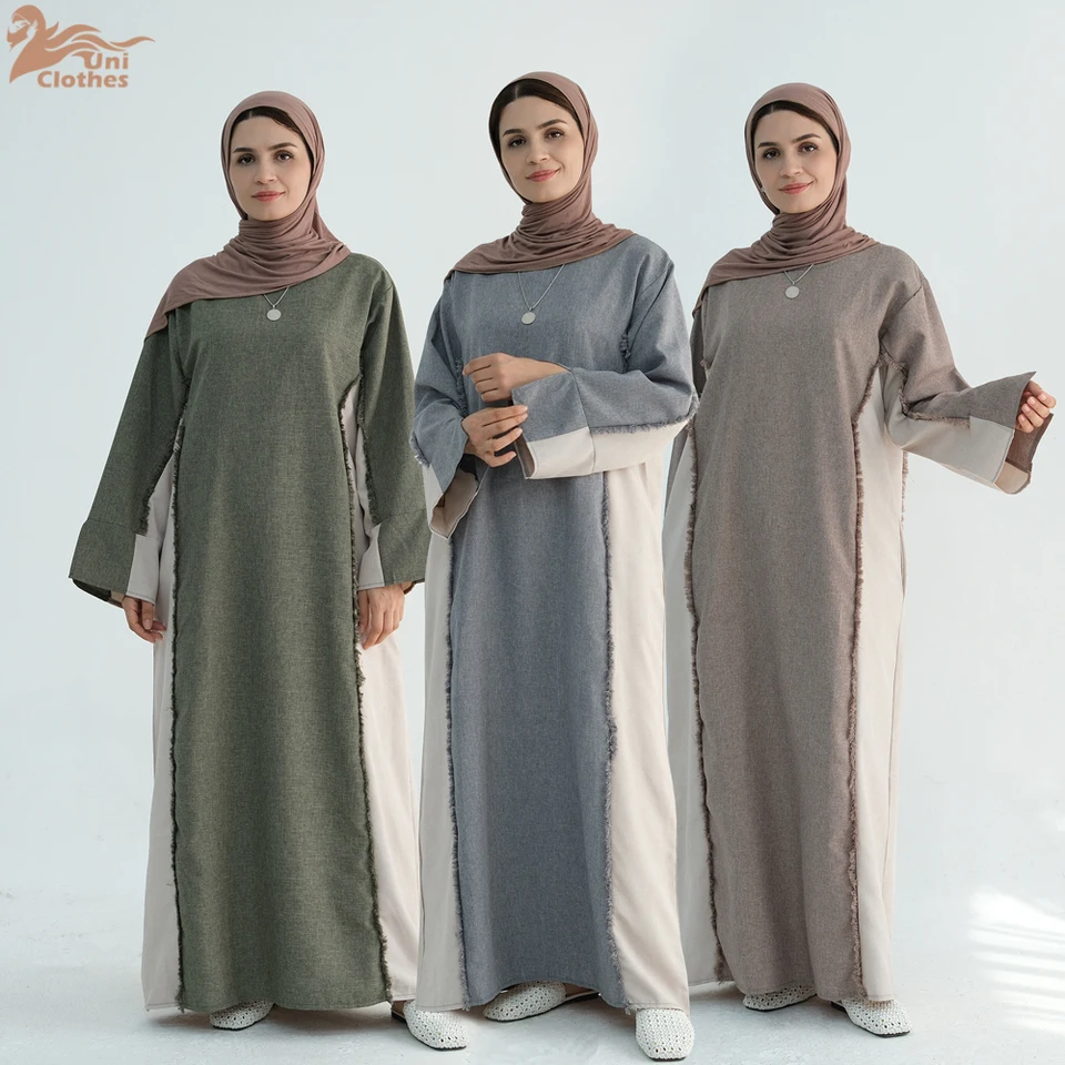 2024 Ramadán Saudská Arábia Ženy Moslimské skromné ​​šaty Eid Dubai Abaya s pásom islamský elegantný morčacie farby zodpovedajúce kaftanským plášťom