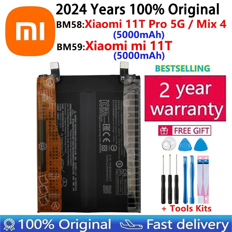 2024 rokov 100% Pôvodná batéria BM59 pre Xiaomi 11T Mi 11T, BM58 pre Xiaomi Mi 11T Pro Mi Mix 4 Mix4 batérie Rýchle preprava
