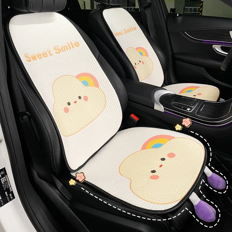 2024 Roztomilé karikatúra autosedačky vankúše vankúšiky priedušné ľadové hodvábne letné sedadlo Chránič rohož pre prach Proof interiérové ​​doplnky
