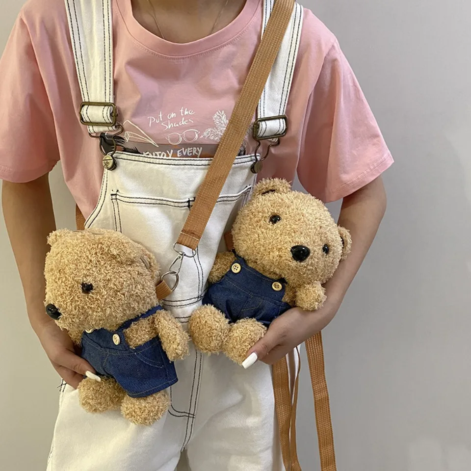 2024 roztomilé plyšové batoľa batoh karikatúry roztomilé batohy Bear Doll Messenger Bat