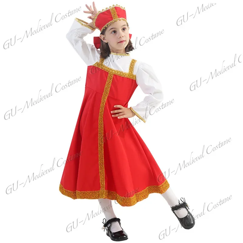 2024 Ruské dievčatá Cosplay for Girls Kids Ukrajinské tradičné šaty Halloween kostýmy Georgia kostým vintage tanečné šaty
