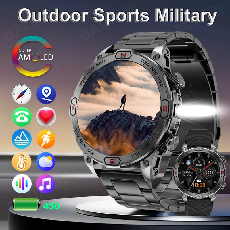 2024 Smart Watch for Men s AMOLED Screen Sport Fitness Tracker Bluetooth Call Compass - dámske smartwatch Xiaomi