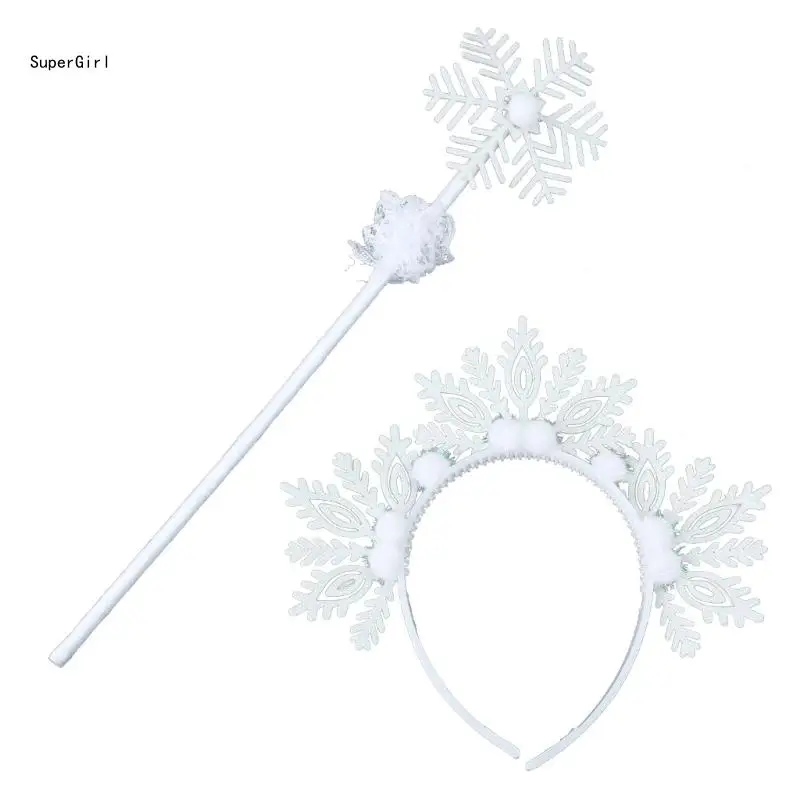 2024 Snowflake Hairhoop & Set For Party Women Girl Roleplay Accessory čelenka prútik kostýmové doplnky J78E