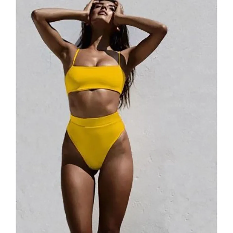 2024 Split Swimwear New Sexy Solid Color Dutlow Out Plave Set backless Beach Haintear Actle Bikini Set pre ženy dievča