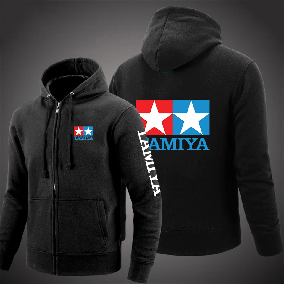 2024 Spring Autumn Pánska Tamiya Legendárna 90 automobilových hračiek Classic Logo Print Trendy Zipper Solid Color Cardigan Loose Hooded Hoodies