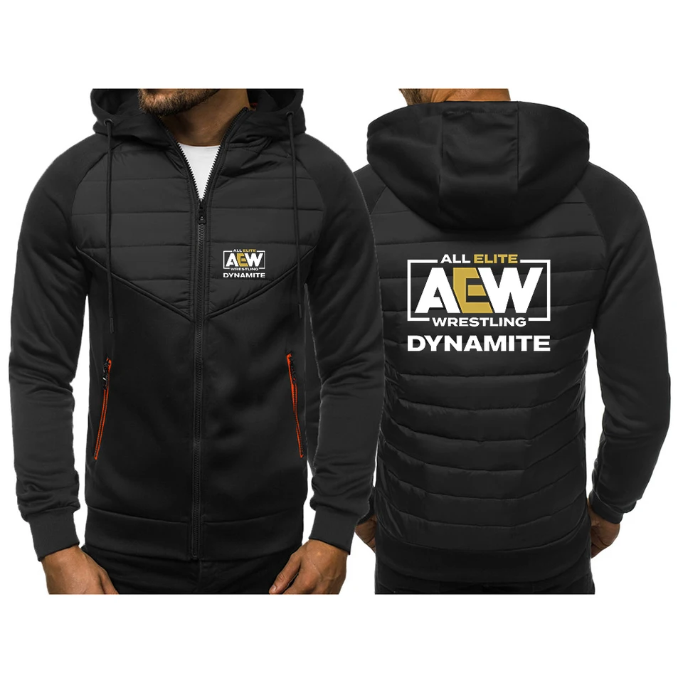 2024 Spring Autumn Pánske mužské elity Aew Wrestling Aew Logo Print Fashion Comfort Warm Warm Zip Zo zostrih vysokokvalitnej bavlnenej bundy
