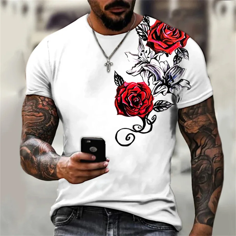 2024 Summer Men Tričko 3D grafická jasná ružová tlač vinobranie tričko Men Dámske tričko Trhirt Casy krátke rukávy O-krk Streetwear