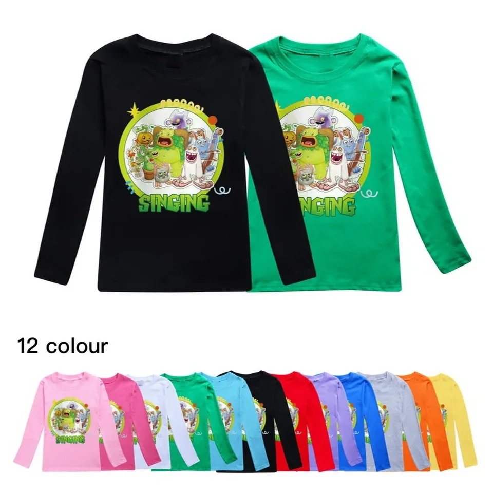 2024 Summer My Singing Monsters Pullover Costume Girls Boys Cotton Tričko deti s dlhým rukávom Tops tínedžeri Detské tričko